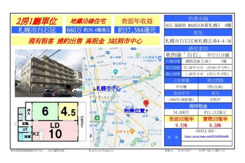 【Wickfield】札幌市白石区　ビッグバーンズマンション東札幌3　4階　680万-page-001